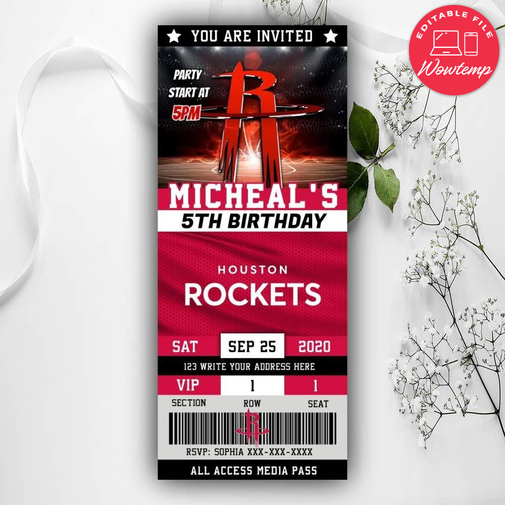 Printable Westbrook Houston Rockets Birthday Flyer Instant Download