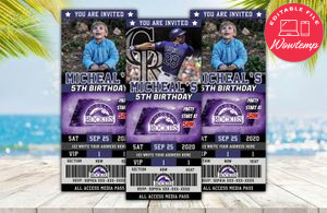 Colorado Rockies Baseball Ticket Birthday Editable Templates Instant Download