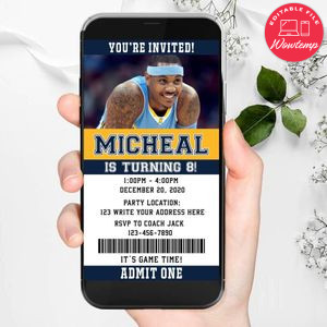 Electronic Carmelo Anthony Denver Nuggets Ticket Electronic Invite Birthday Invites Instant Download