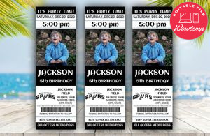 Printable San Antonio Spurs Birthday Ticket With Photo Invitation Instant Download