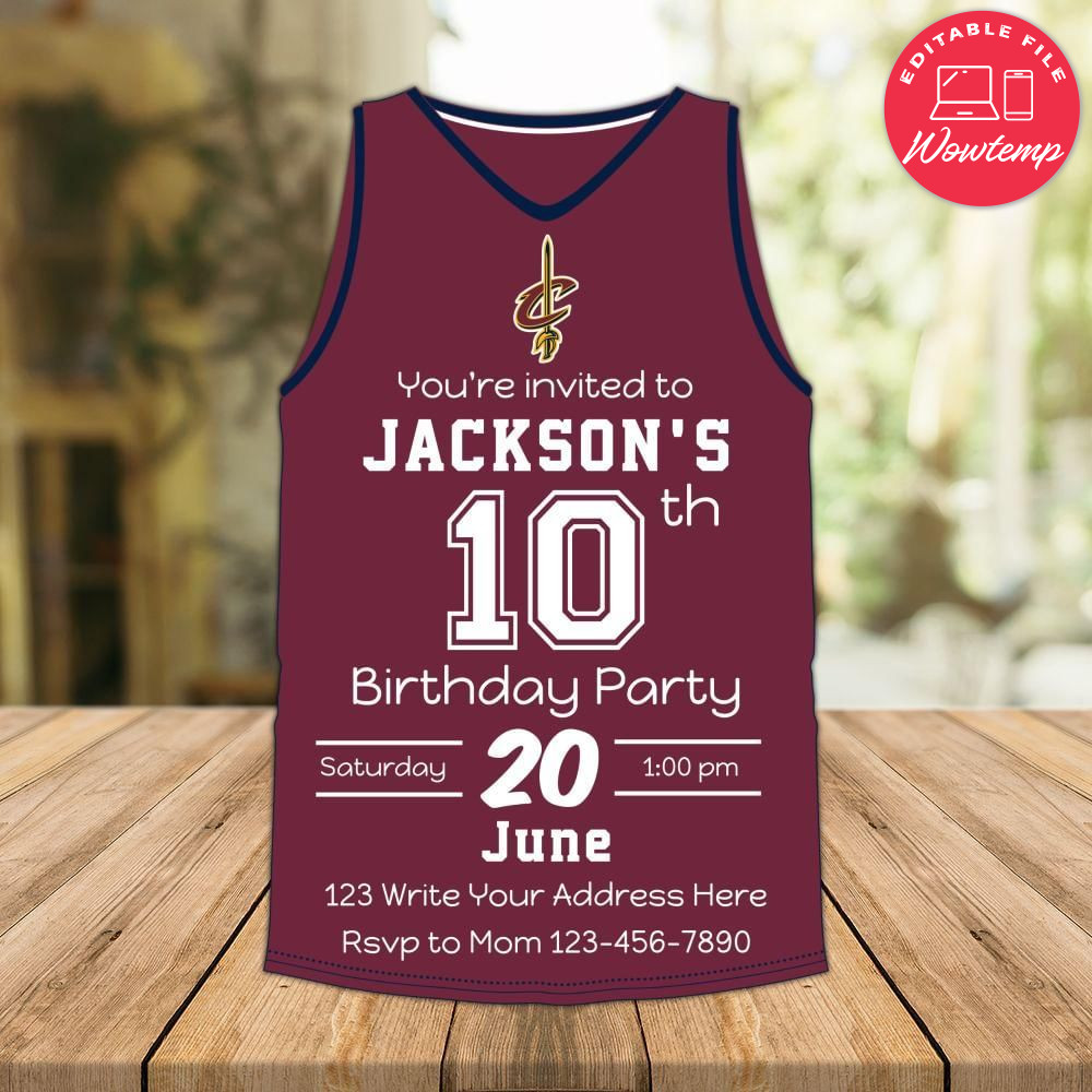 Cleveland Cavaliers Jersey Birthday Flyer Instant Download