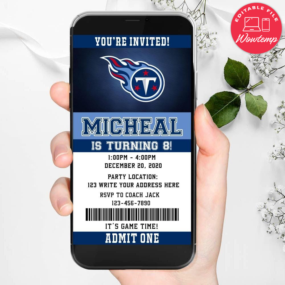 Electronic Tennessee Titans Birthday Flyer Instant Download