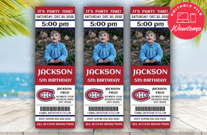 Montreal Canadiens Birthday Ticket With Photo Invitation Instant Download