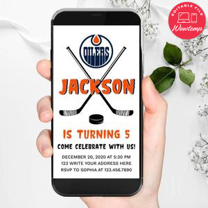Electronic Edmonton Oilers Electronic Invite Birthday Flyer Template Instant Download