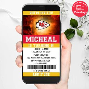 Electronic Kansas City Chiefs Ticket Electronic Invite Birthday Invites Instant Download