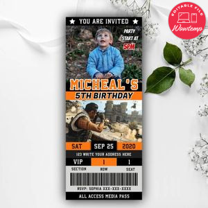Printable Call Of Duty Warzone Birthday Ticket Invites Instant Download