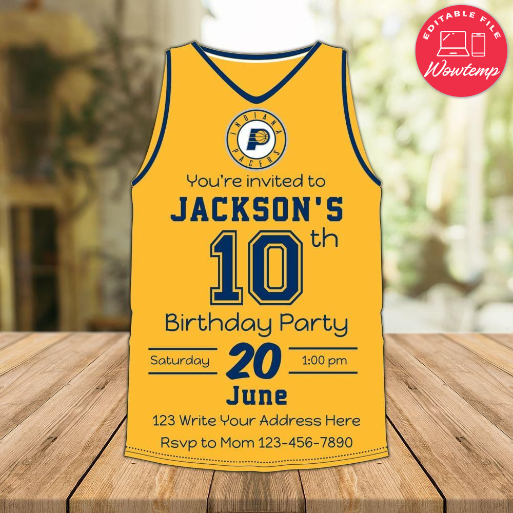 Indiana Pacers Jersey Birthday Flyer Instant Download