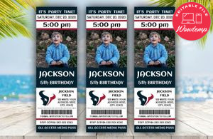 Houston Texans Birthday Ticket With Photo Invitation Instant Download