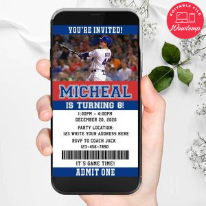 Electronic Chicago Cubs Electronic Invite Birthday Invitations Instant Download