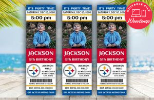 Printable Pittsburgh Steelers Birthday Ticket With Photo Invitation Instant Download