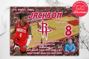 Houston Rockets  Birthday Invitation Template to Print at Home Instant Download