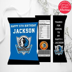 Dallas Mavericks Chip Bags Digital File Printable Instant Download