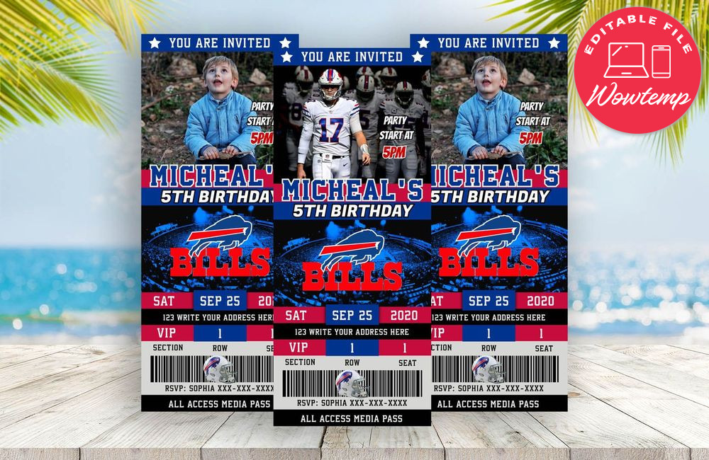Buffalo Bills Ticket Birthday Editable Templates Instant Download