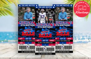 Editable Buffalo Bills Birthday Ticket Invitations Instant Download