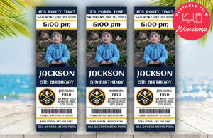 Denver Nuggets Birthday Ticket With Photo Invitation Instant Download