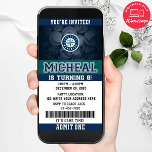 Electronic Seattle Mariners Birthday Invitation Instant Download