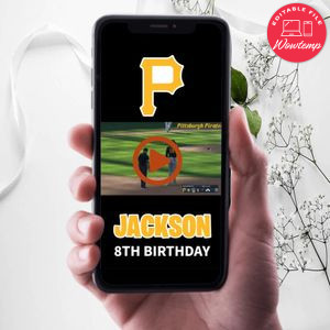 Pittsburgh Pirates Birthday Video Invitation Digital Template Customizable Instant Download