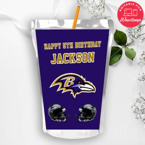 Printable Baltimore Ravens Birthday Capri Sun Juice Label Instant Download