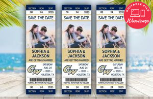 Editable George Washington Colonials Save The Date Wedding Engagement Announcement Ticket Invitation Instant Download