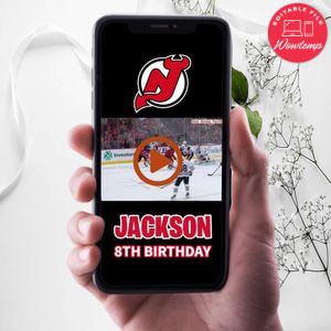 New Jersey Devils Birthday Video Invitation Digital Template Customizable Instant Download