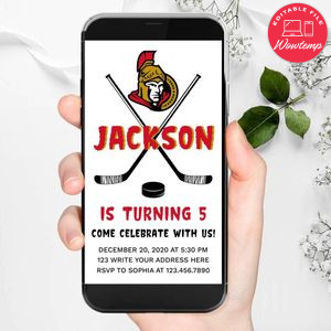 Electronic Ottawa Senators Electronic Invite Birthday Flyer Template Instant Download