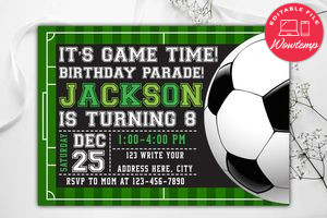 Printable Soccer Birthday Parade Invites Instant Download