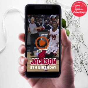 Miami Heat Birthday Video Invitation Digital Template Customizable Instant Download