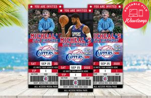 Editable Los Angeles Clippers Birthday Ticket Invites Instant Download