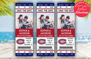  Montreal Canadiens Save The Date Wedding Engagement Announcement Ticket Invitation Instant Download