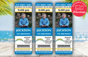 Printable Los Angeles Chargers Birthday Ticket With Photo Invitation Instant Download