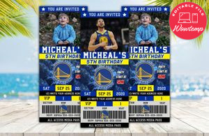 Editable Golden State Warriors Basketball Birthday Ticket Invitation DIY