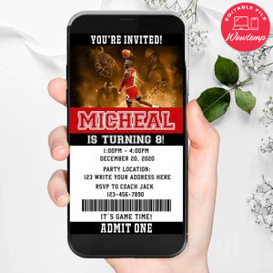 Electronic Jordan Ticket Electronic Invite Birthday Invites Instant Download