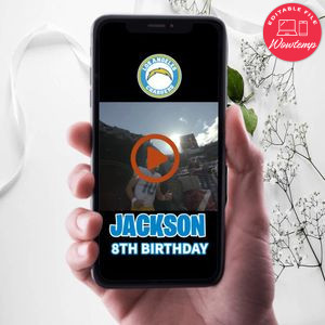 Los Angeles Chargers Birthday Video Invitation Digital Template Customizable Instant Download