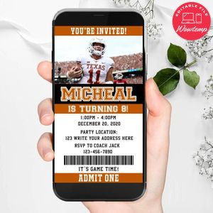 Electronic Texas Longhorns Ticket Electronic Invite Birthday Invitations Instant Download