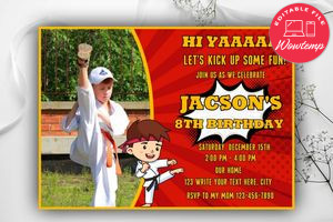 Taekwondo Birthday Invitation Instant Download