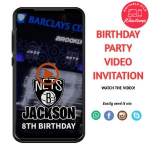 Kevin Durant Birthday Video Invitation Digital Template Customizable Instant Download