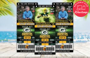 Editable Green Bay Packers Birthday Ticket Invitation Instant Download