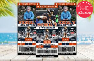Editable Chicago Bears Birthday Ticket Invites Instant Download