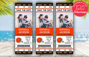 Editable Cleveland Browns Save The Date Wedding Engagement Announcement Ticket Invitation Instant Download