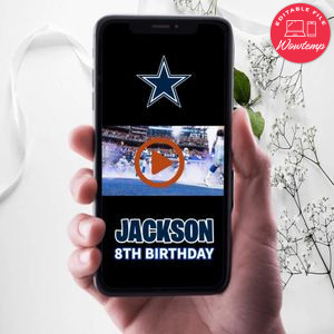 Dallas Cowboys Birthday Video Invitation Digital Template Customizable Instant Download