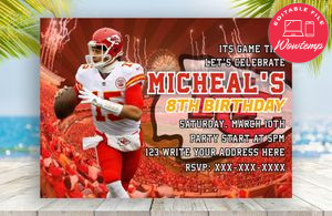 Editable Kansas City Chiefs Digital Party Invitation Invite Instant Download