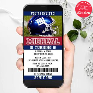 New York Giants Ticket Invite Birthday Invites DIY