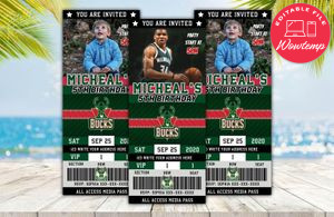 Milwaukee Bucks Basketball Ticket Birthday Editable Templates Instant Download