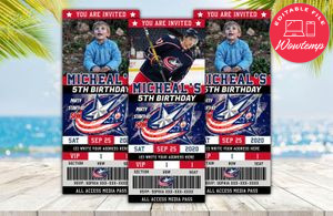 Columbus Blue Jackets Ticket Birthday Editable Templates Instant Download