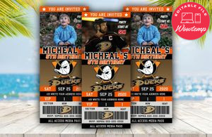 Anaheim Ducks Ticket Birthday Editable Templates Instant Download