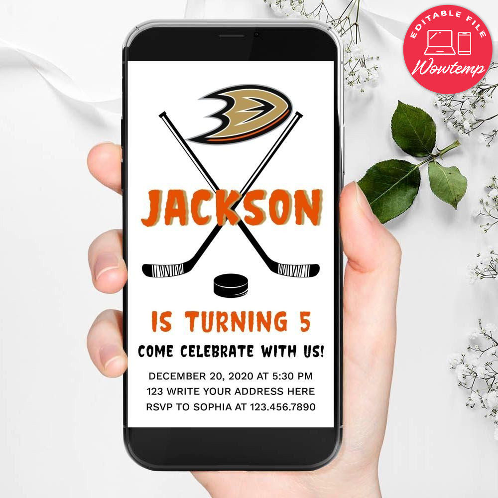 Electronic Anaheim Ducks Electronic Invite Birthday Flyer Template Instant Download