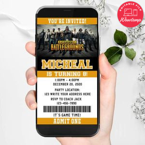 Electronic Playerunknown's Battlegrounds Electronic Invite Birthday Invitation DIY