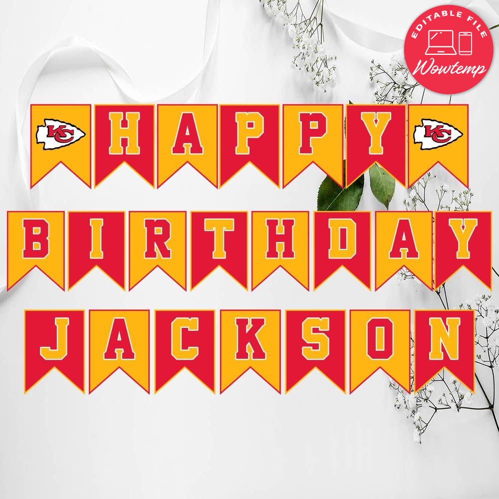 Kansas City Chiefs Birthday Banner Digital Files Wowtemp
