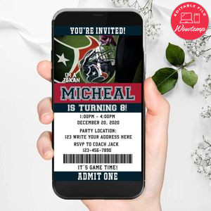 Electronic  Houston Texans Electronic Invite Birthday Flyer Instant Download