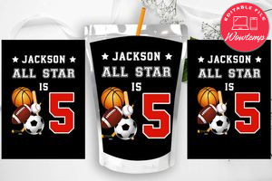 All Star Birthday Capri Sun Juice Label Instant Download